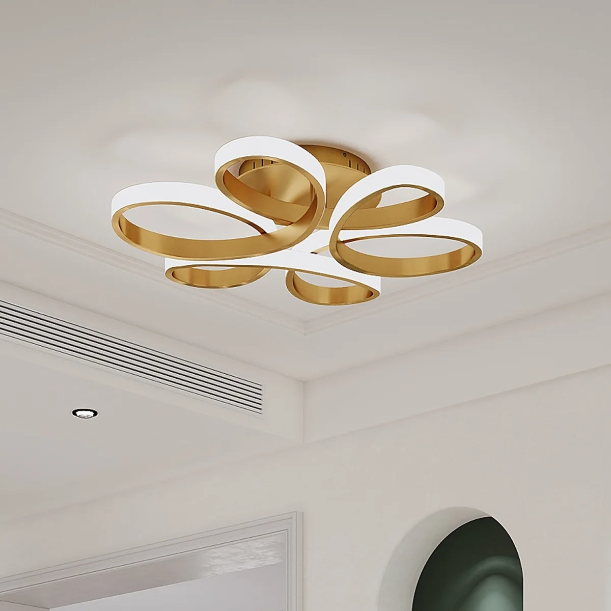 Petal Design Gold LED Semi Flush Ceiling Light - Gold