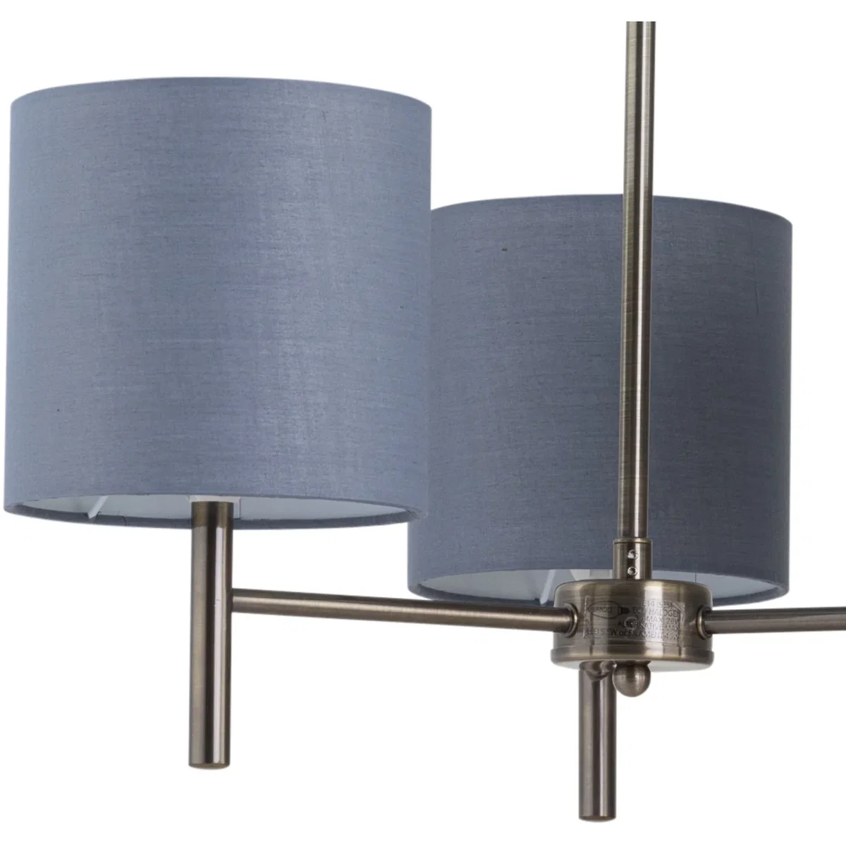 Brea Antique Brass 3 Light Fitting With Grey Cotton Shade - Antique Brass & Grey – image 2