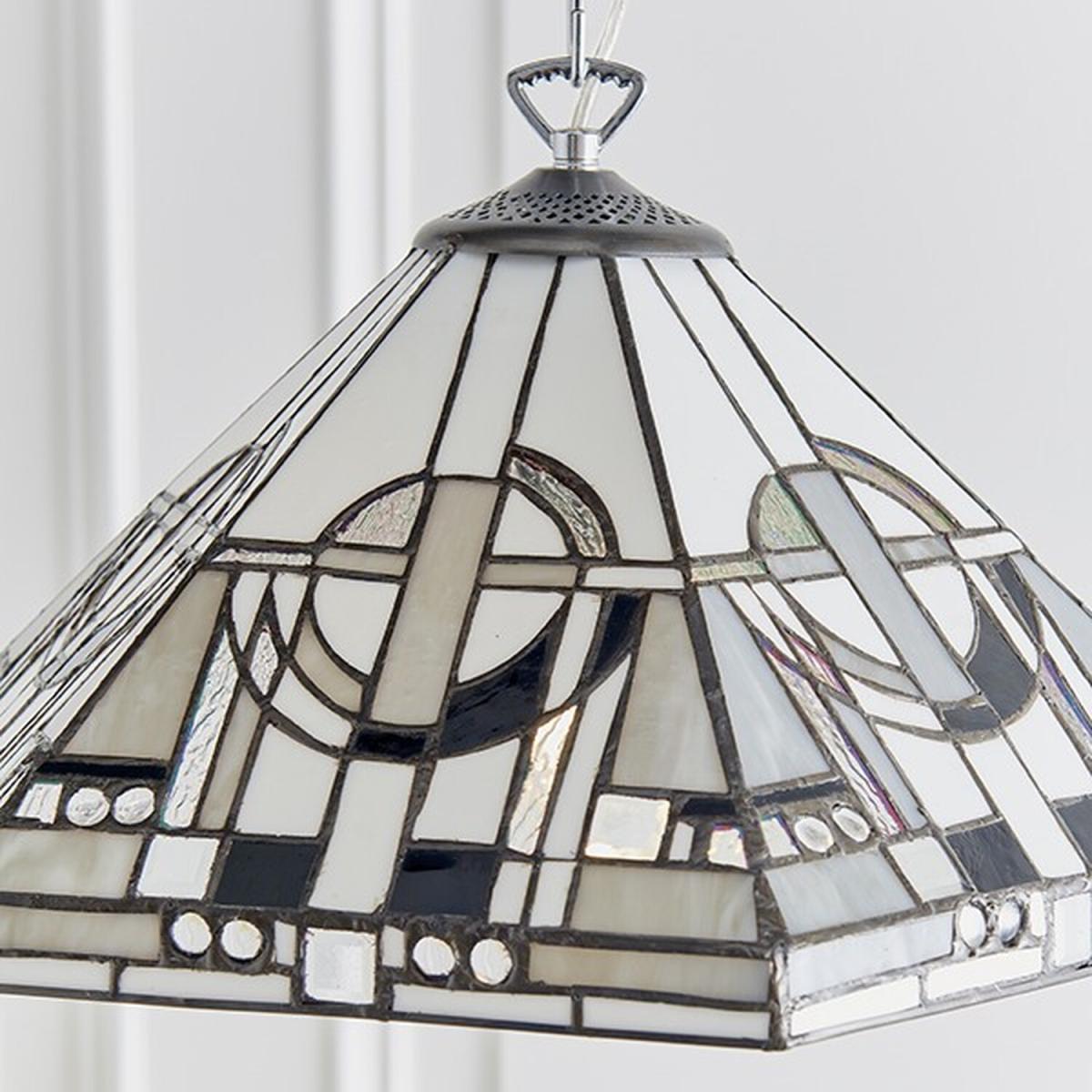 Metropolitan 1 Light Medium Ceiling Pendant Tiffany glass, chrome effect plate, - Tiffany glass – image 2