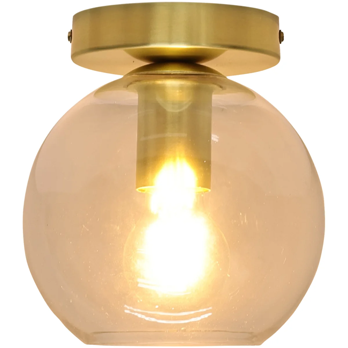 Set Of 2 Barnum Clear Glass Globe Satin Brass Ceiling Light Fittings - Satin Brass & Clear – image 2