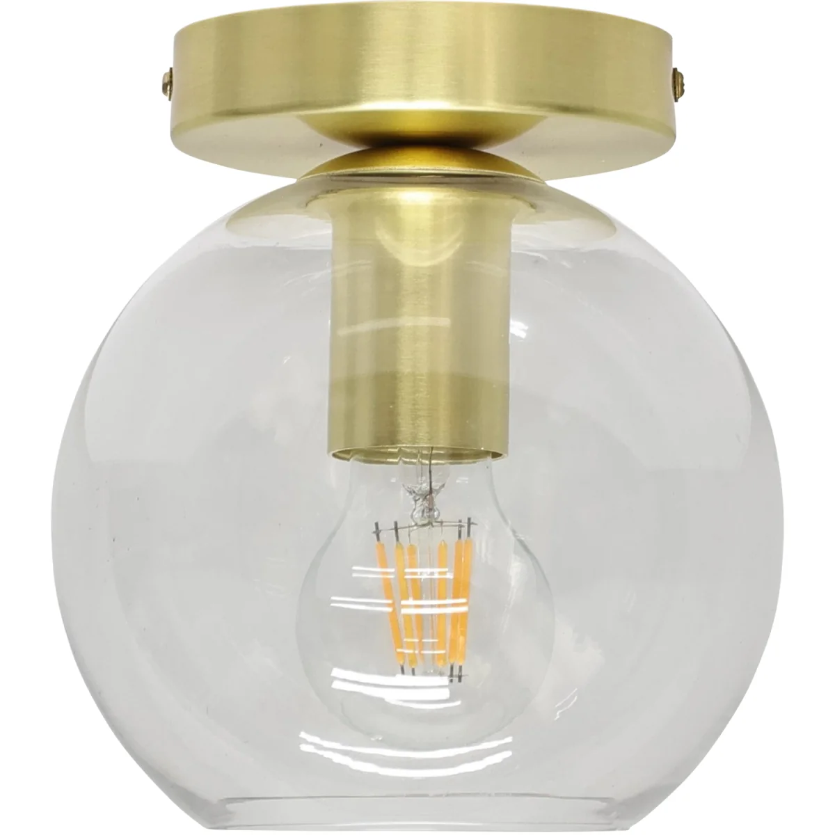 Set Of 2 Barnum Clear Glass Globe Satin Brass Ceiling Light Fittings - Satin Brass & Clear – image 6