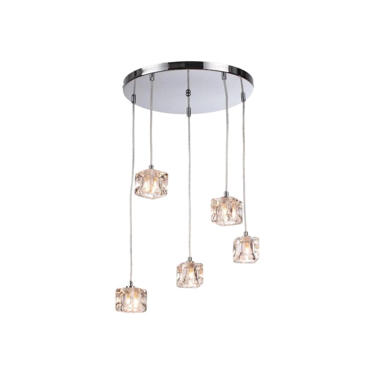 Modern 5 Light Ice Cube Spiral Ceiling Pendant Light - Chrome