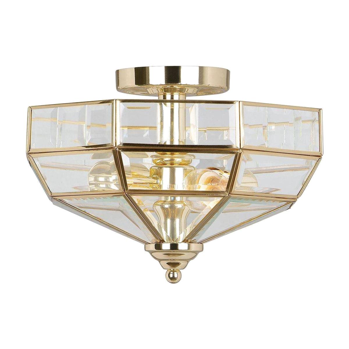 Old Park 2 Light Semi Flush Ceiling Light Polished Brass, E27 - Polished Brass