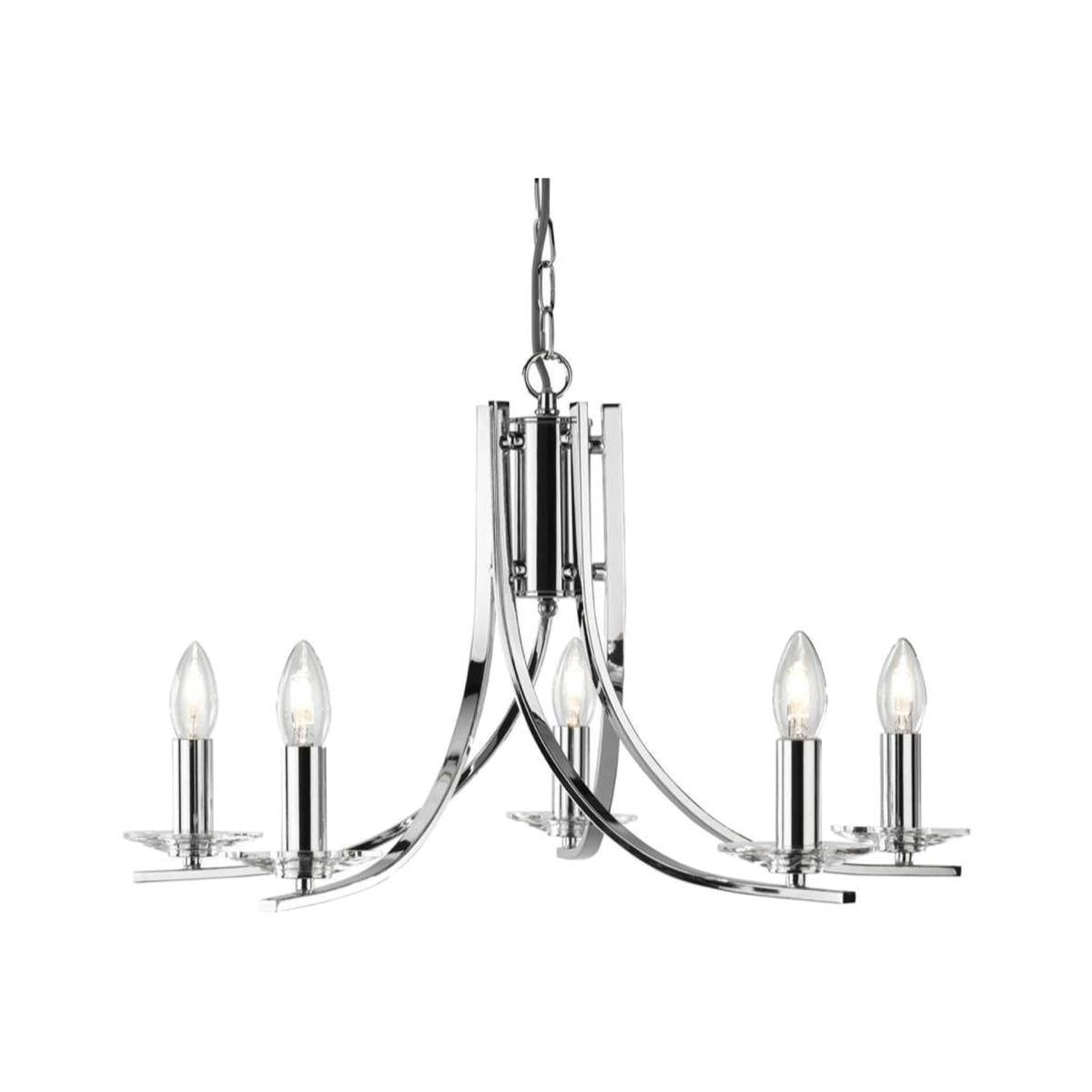 Ascona 5 Light Multi Arm Ceiling Pendant Chrome, Glass Five, E14 - Chrome