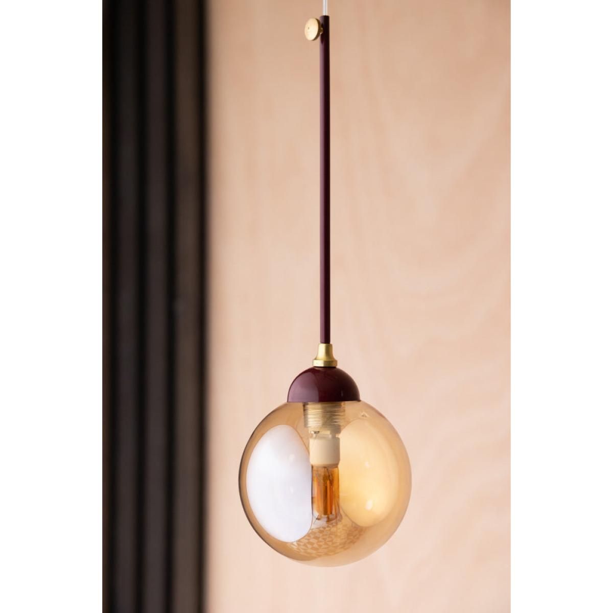 Burgundy Glass Dome Metal Ceiling Light – image 2