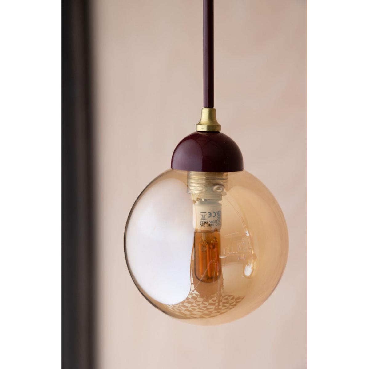 Burgundy Glass Dome Metal Ceiling Light – image 3