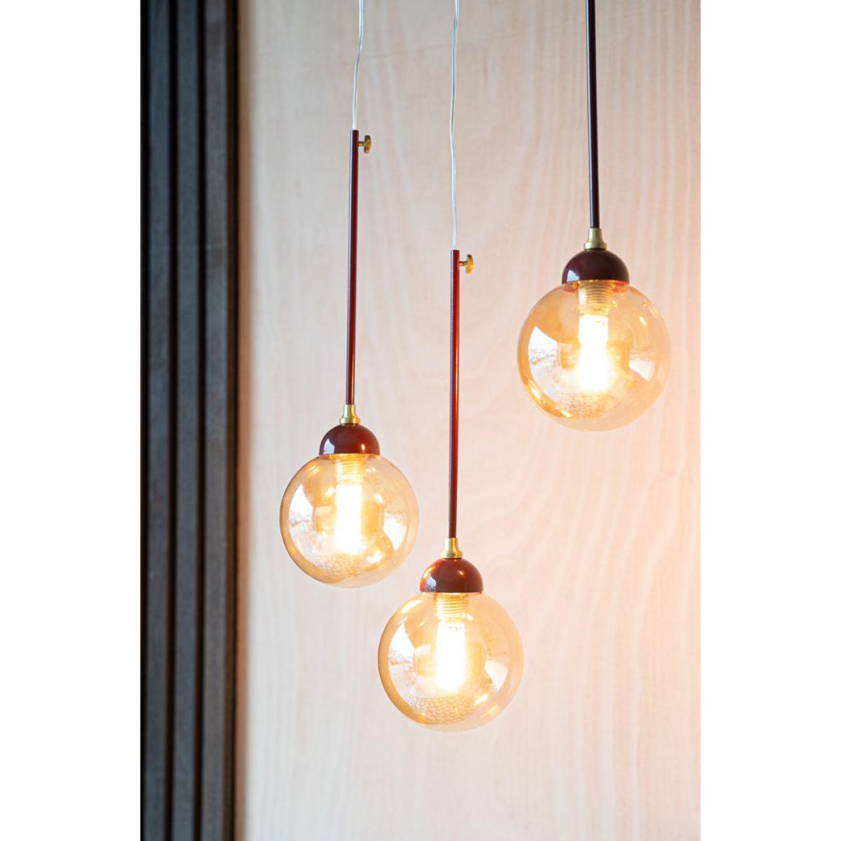 Burgundy Glass Dome Metal Ceiling Light – image 6