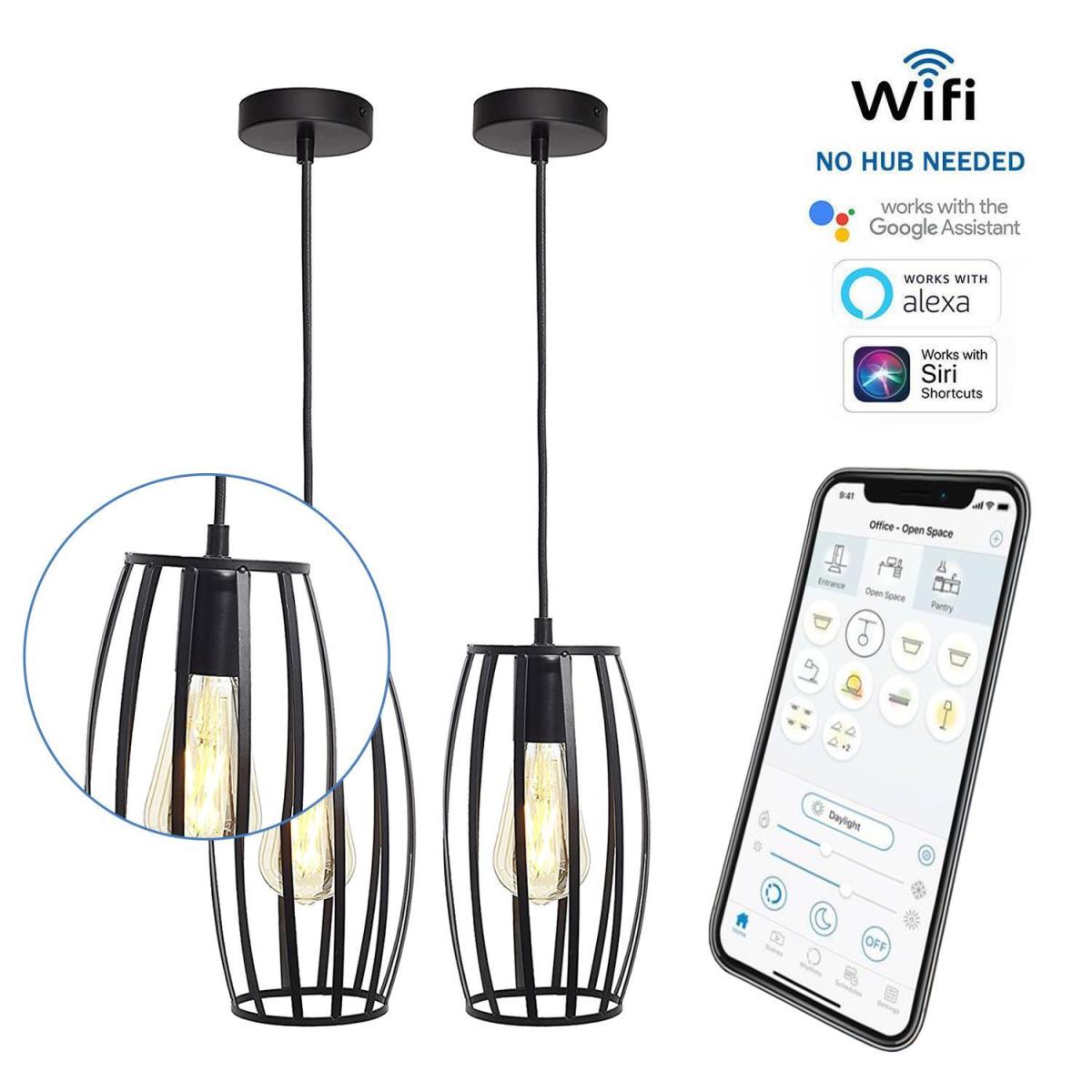 4lite WiZ WiFi SMART LED Pear Cage Pendant - Black / 2 / Pear Cage – image 3