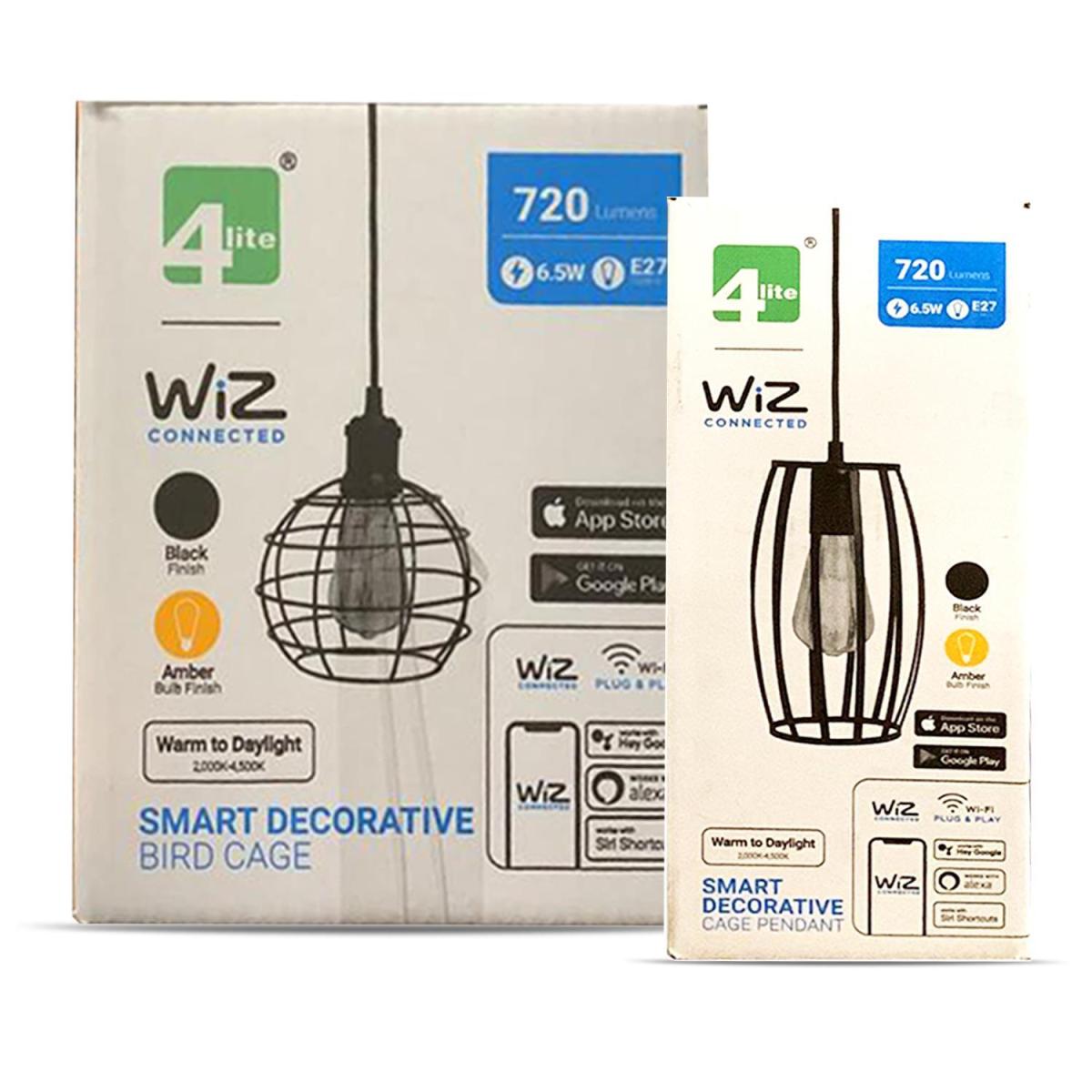 4lite WiZ WiFi SMART LED Pear Cage Pendant - Black / 2 / Pear Cage – image 4
