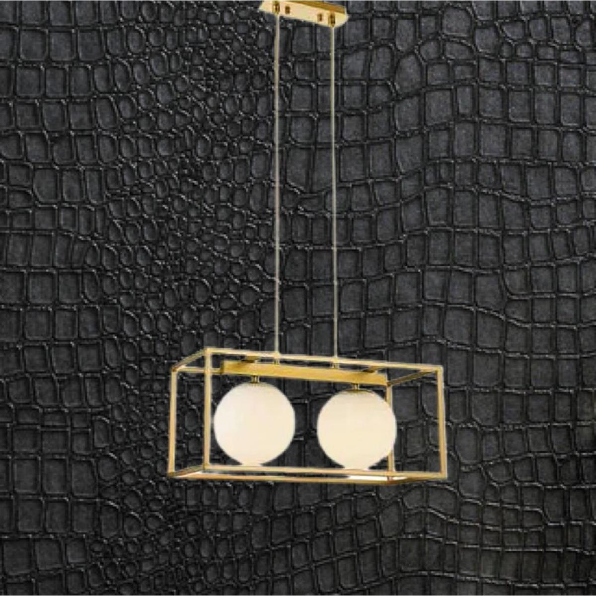 CGC AMELIE Gold Rectangular Ceiling Light with Double Pearl Ball - gold – image 3