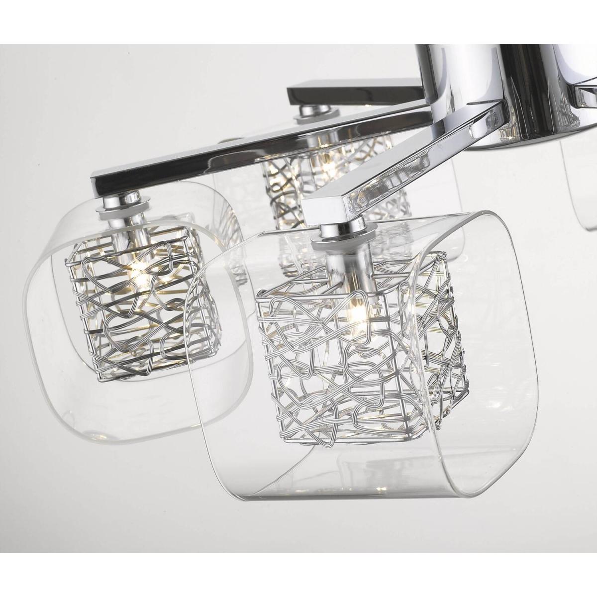 Spring 6 Light Multi Arm Ceiling Pendant Mesh Chrome Glass Six, G9 - Chrome – image 2