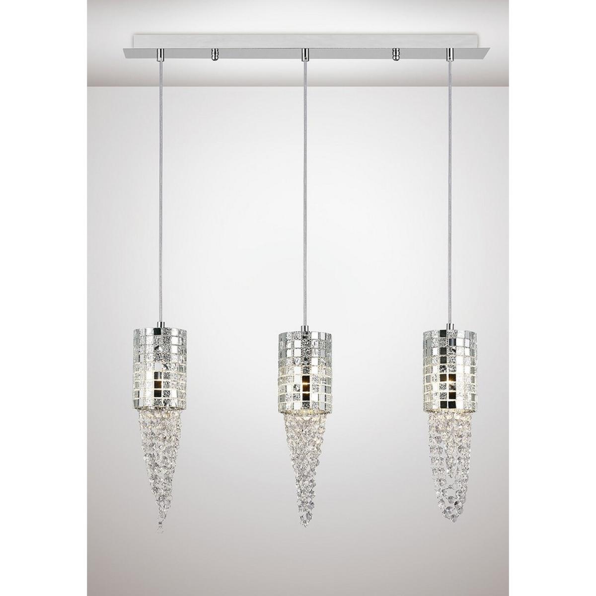 Camden Ceiling Pendant G9 Line Polished Chrome, Mosaic Glass, Crystal - Polished Chrome – image 2