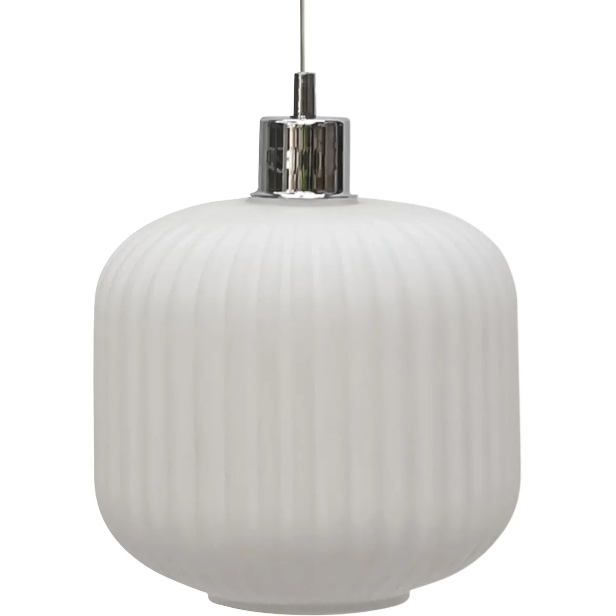 Bento White Ribbed Glass With Chrome Pendant Fitting - Chrome & White – image 3