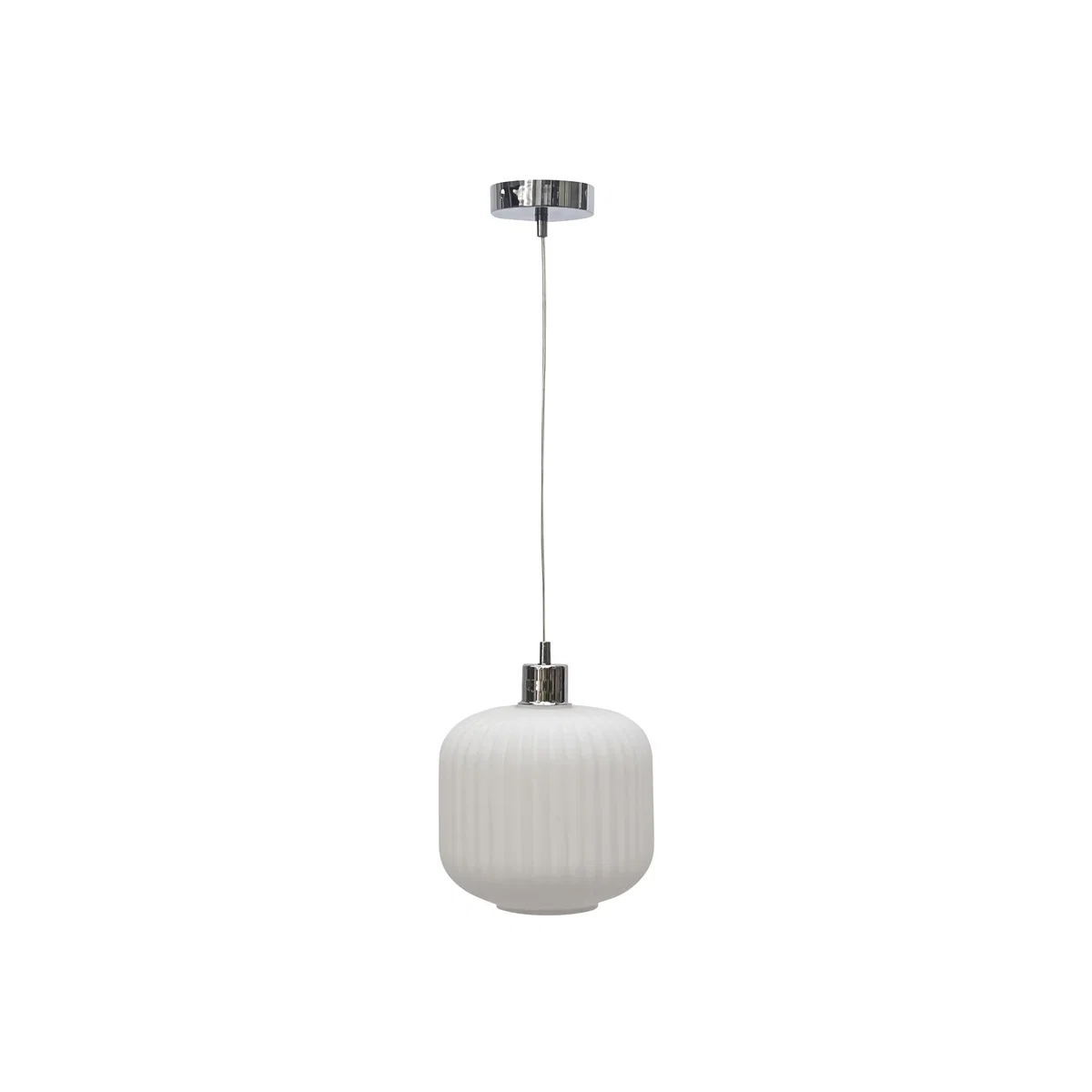 Bento White Ribbed Glass With Chrome Pendant Fitting - Chrome & White – image 1