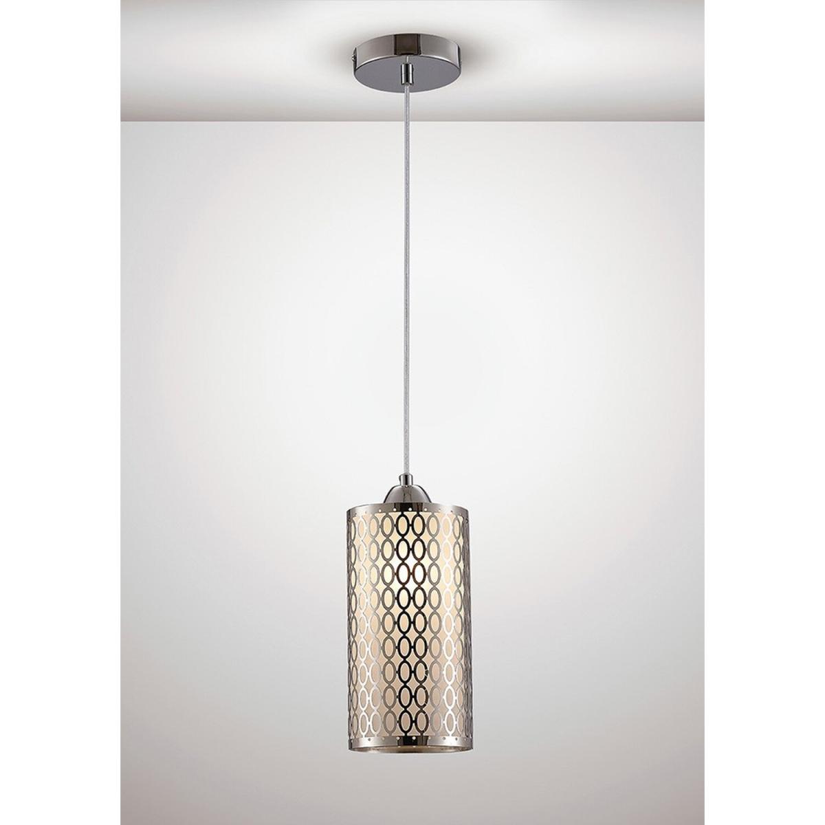 Charon Oval Pattern Ceiling Pendant 1 Light E27 Polished Chrome - Polished Chrome – image 2