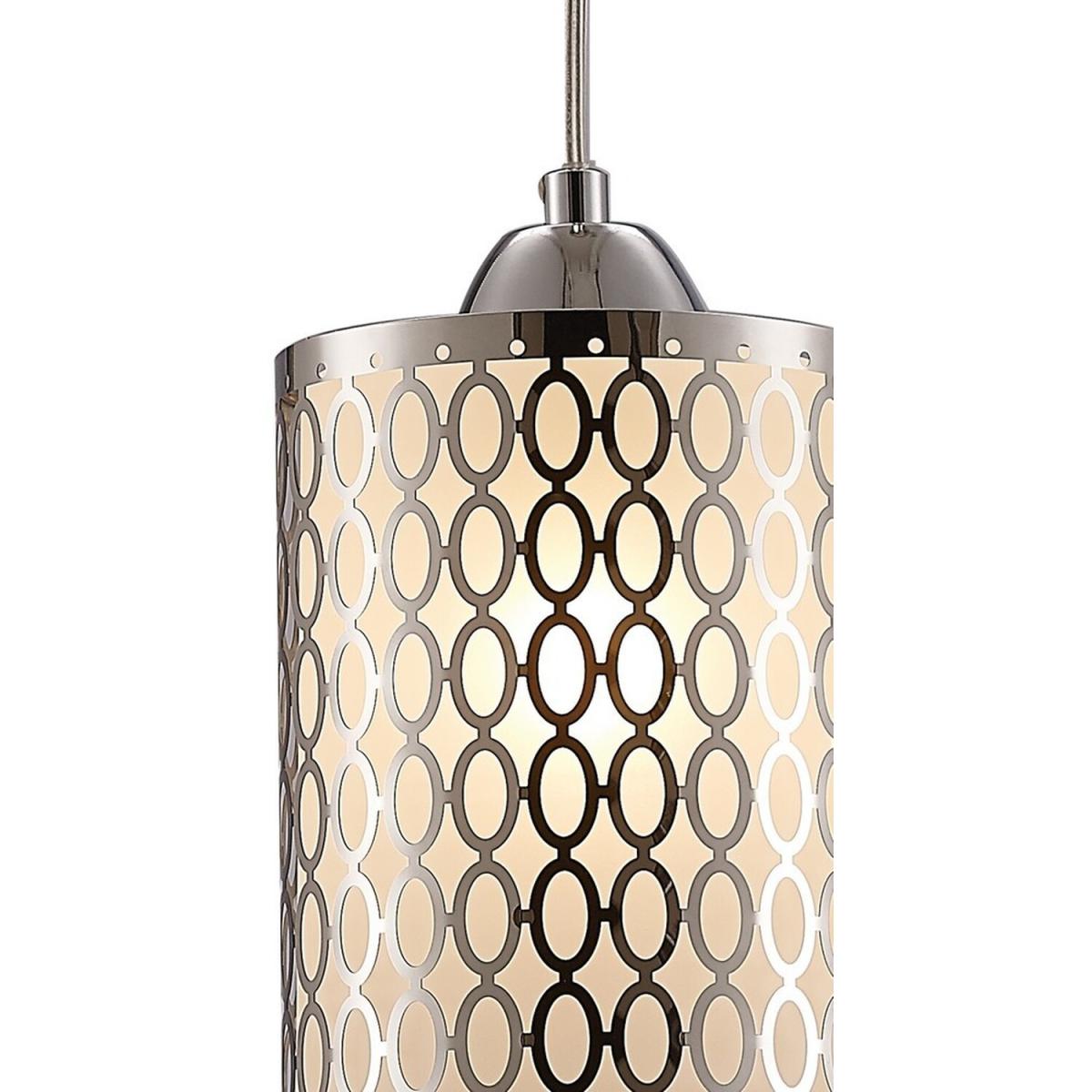 Charon Oval Pattern Ceiling Pendant 1 Light E27 Polished Chrome - Polished Chrome – image 4