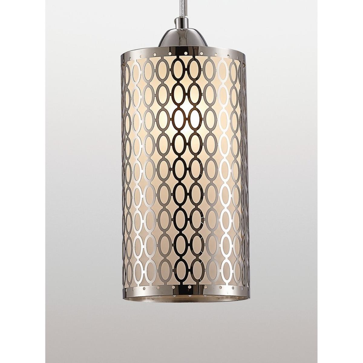 Charon Oval Pattern Ceiling Pendant 1 Light E27 Polished Chrome - Polished Chrome – image 6