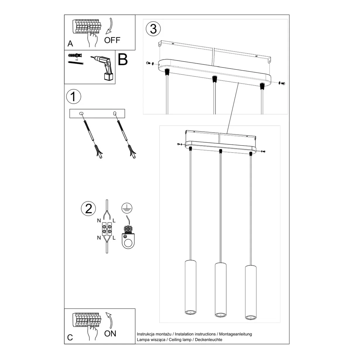 Pendant lamp LUVO 3L - gray – image 7