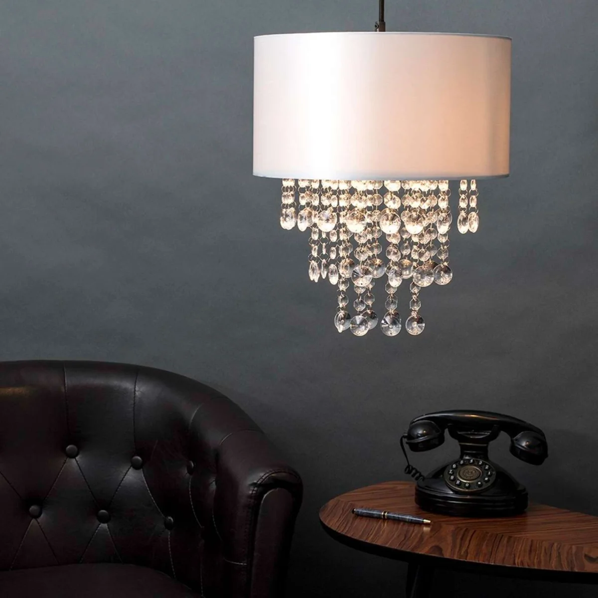 Jesmond Acrylic Jewel Effect Droplet Ceiling Pendant Shade - Grey – image 3