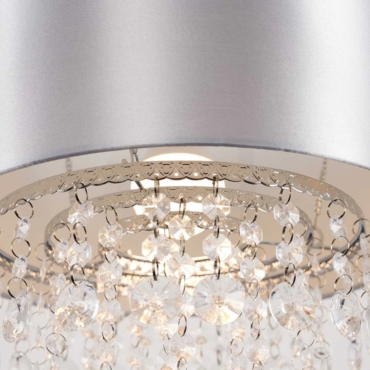 Jesmond Acrylic Jewel Effect Droplet Ceiling Pendant Shade - Grey – image 1