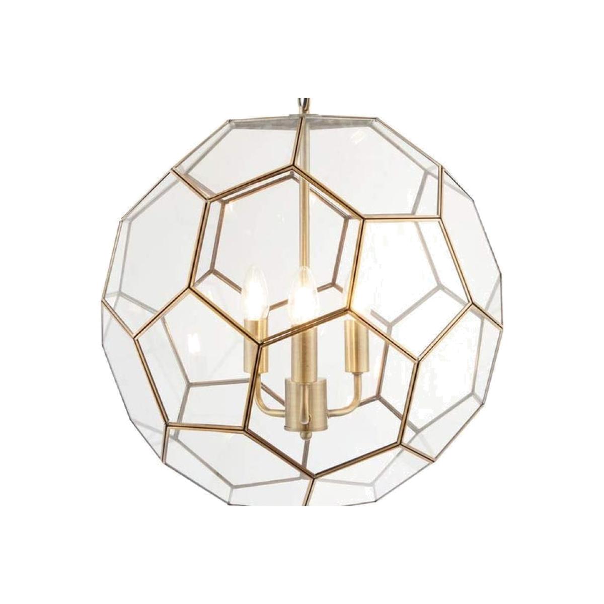 Elkie Decorative Antique Brass Hexagonal Glass Ceiling Lamp - Antique Brass