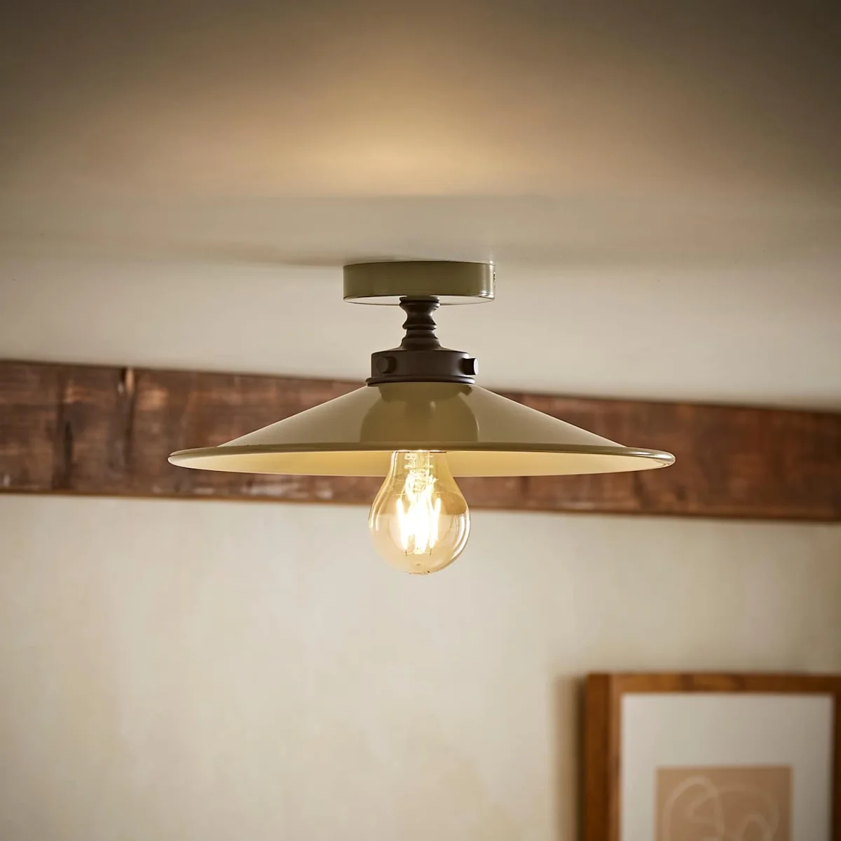 Hampstead Rolled Edge Tapered Flush Ceiling Light - Green – image 3