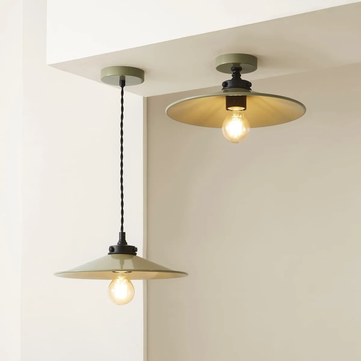Hampstead Rolled Edge Tapered Flush Ceiling Light - Green – image 7