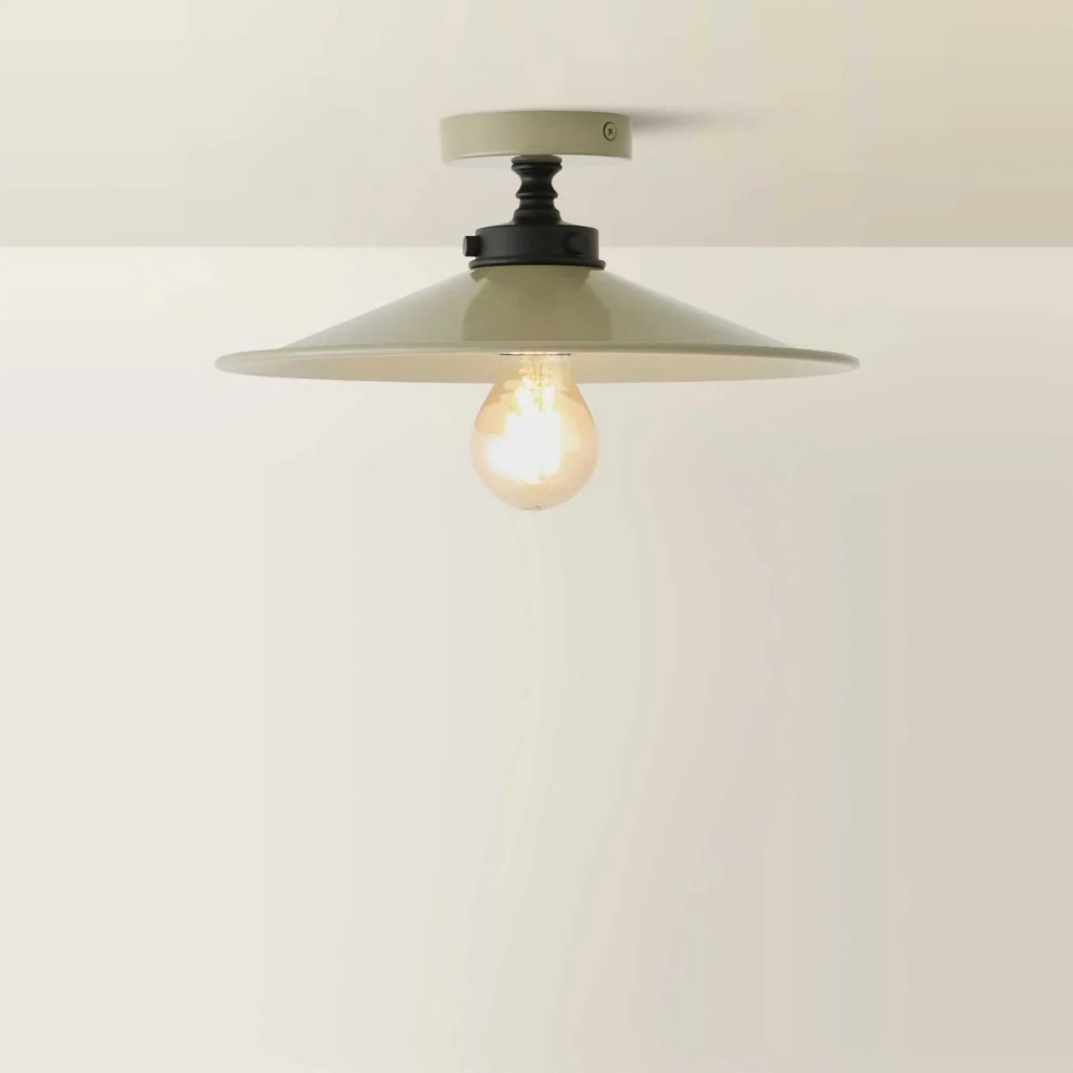 Hampstead Rolled Edge Tapered Flush Ceiling Light - Green – image 1