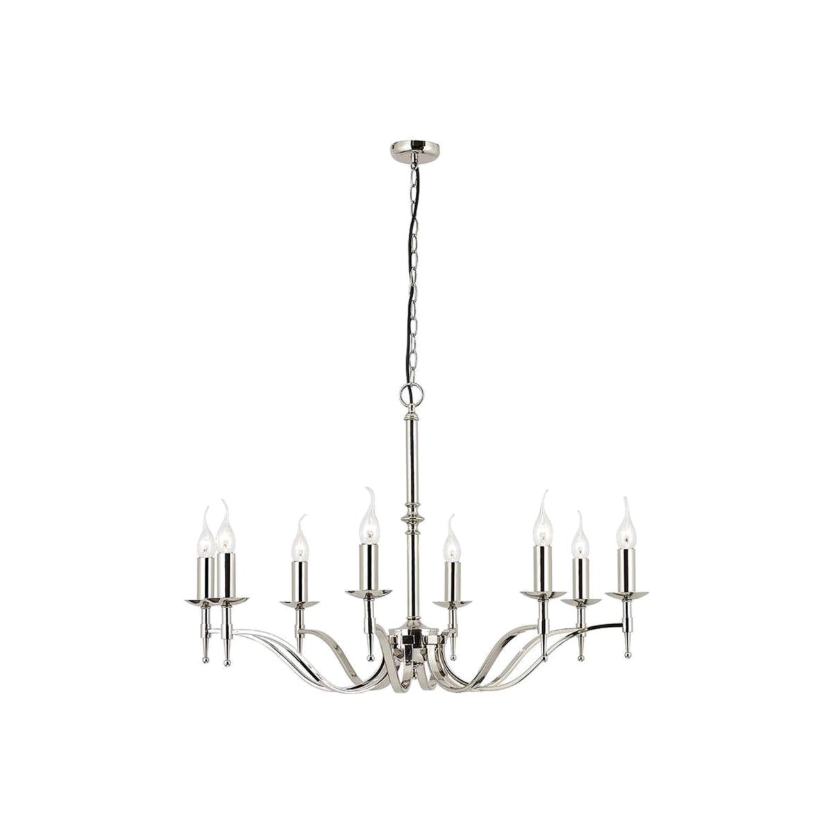 Stanford 8 Light Chandelier Polished Nickel Plate Finish, E14 - Polished Nickel Plate – image 1