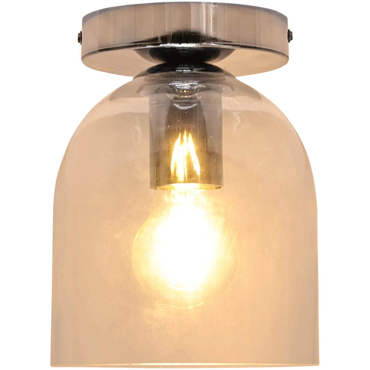 Belten Clear Glass Cloche Chrome Ceiling Light Fitting - Chrome & Clear – image 2