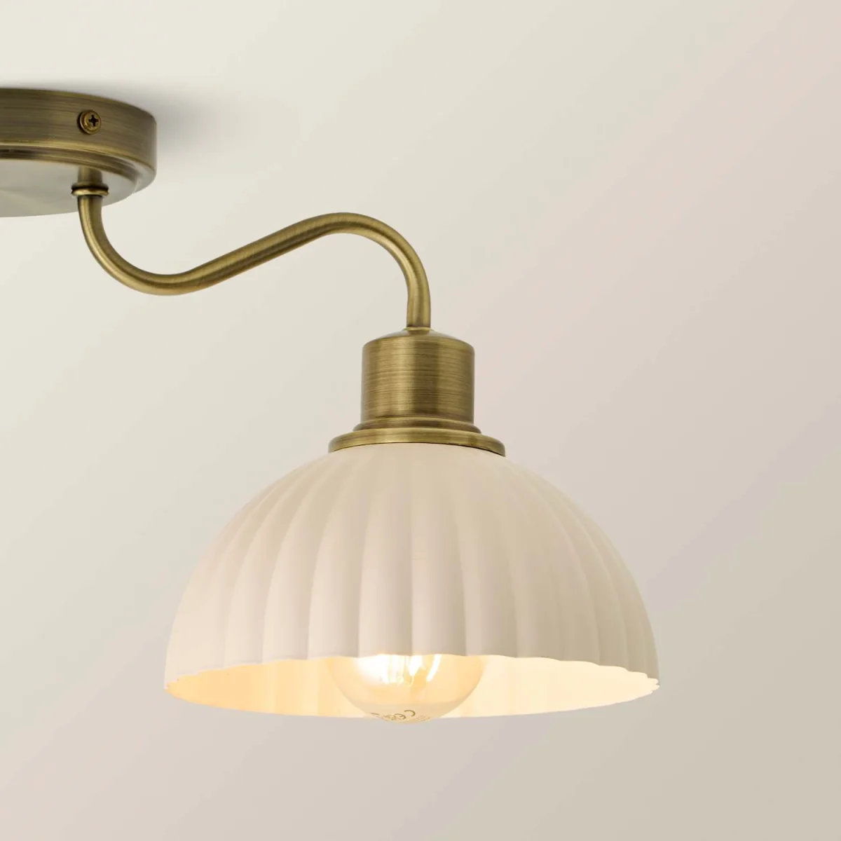 Bourton 3 Arm Ceiling Light wth Ribbed Dome Shades - Brushed Gold – image 5