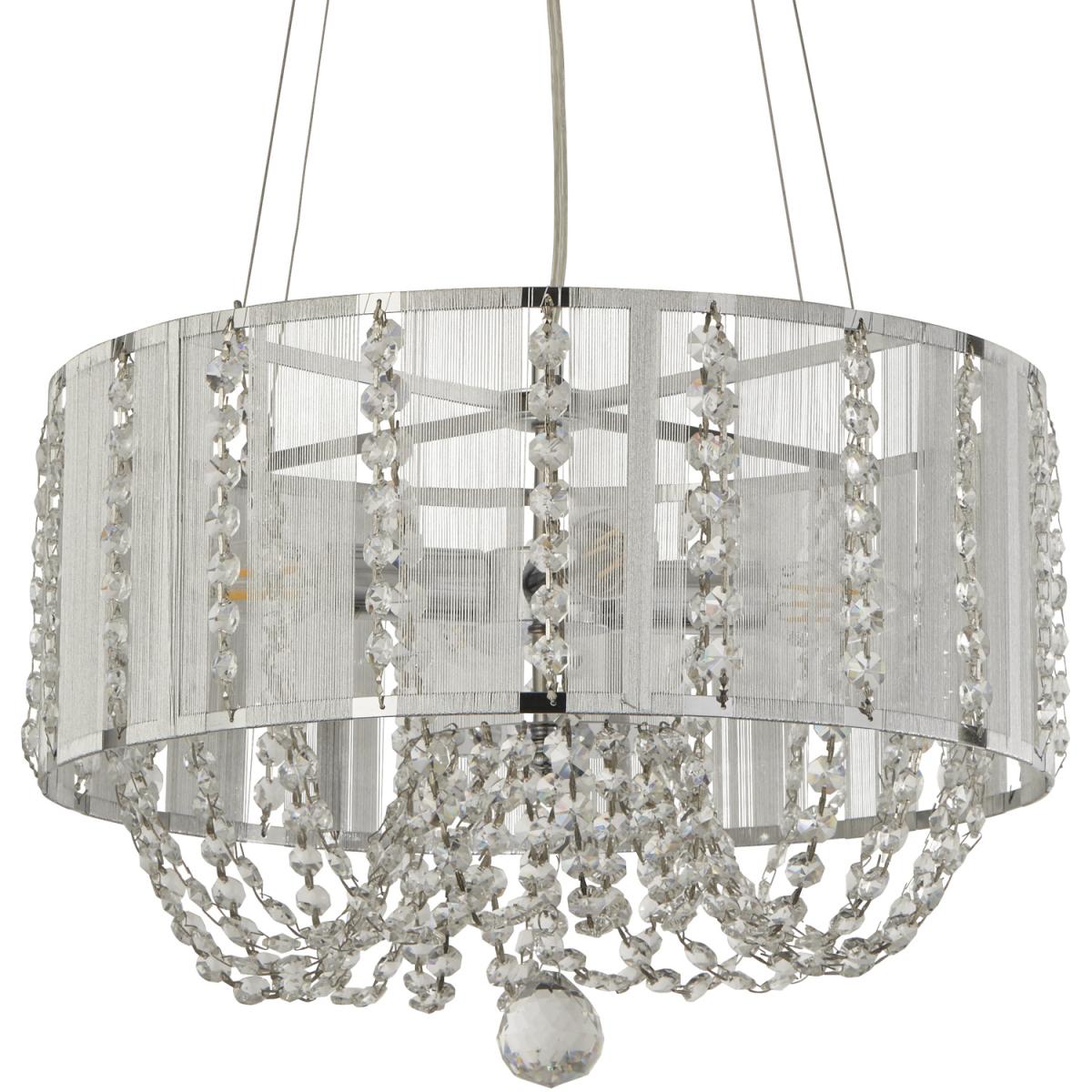4 Light Pendant with Fabric Wrap Shade - Silver – image 2