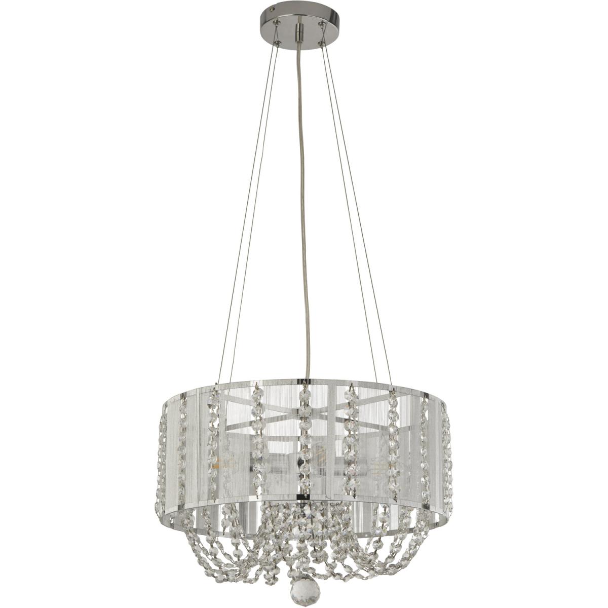 4 Light Pendant with Fabric Wrap Shade - Silver – image 3