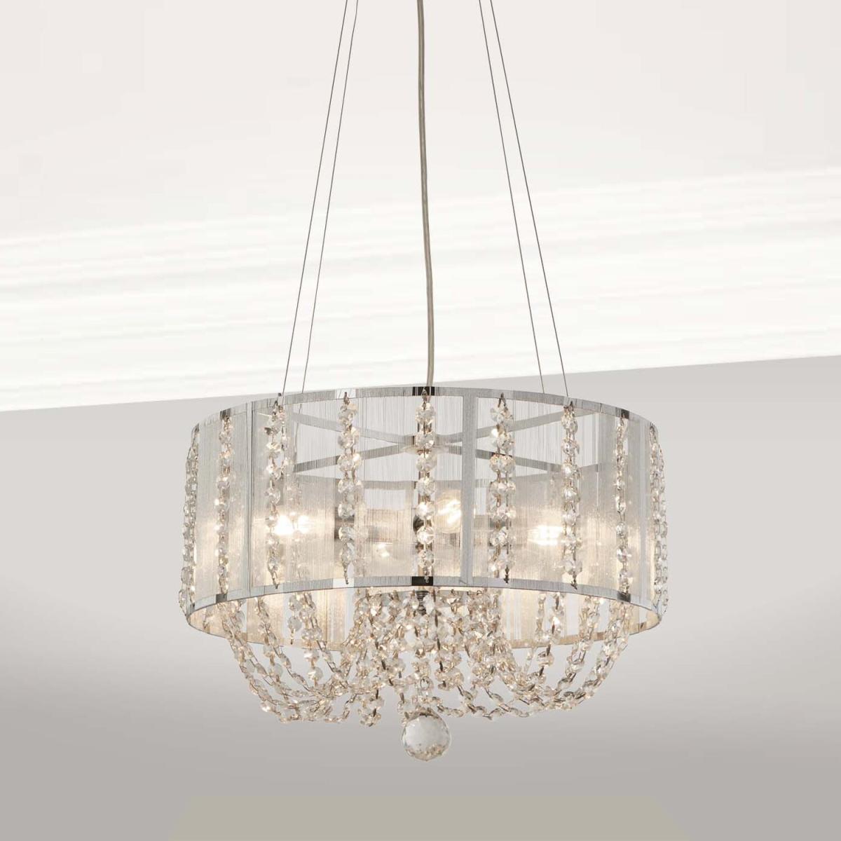 4 Light Pendant with Fabric Wrap Shade - Silver – image 1