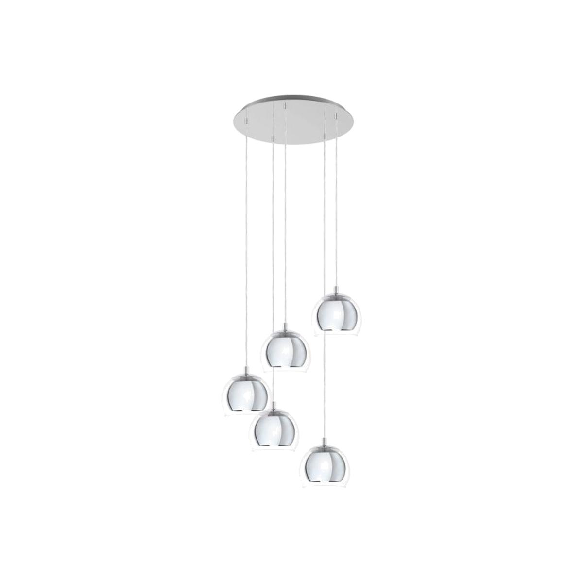 Rocamar 1 Chrome 5-Light Cluster Pendant - Grey