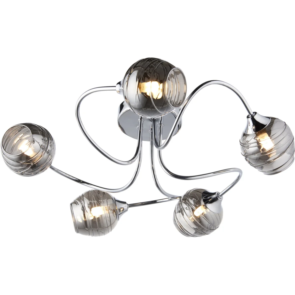 Marple 5lt Flush Ceiling Light - Polished Chrome Plate And Smoked Glass – image 4