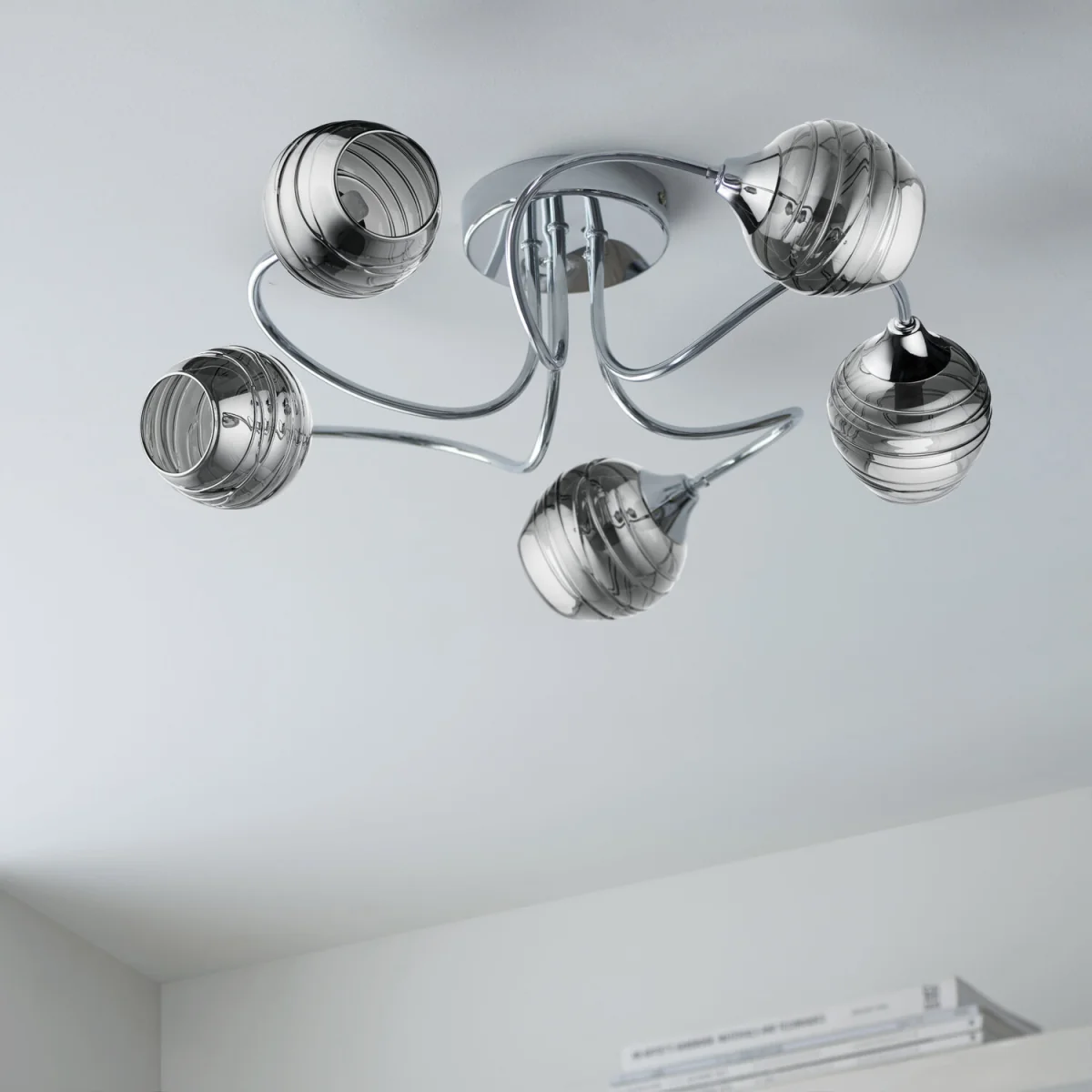 Marple 5lt Flush Ceiling Light - Polished Chrome Plate And Smoked Glass – image 6