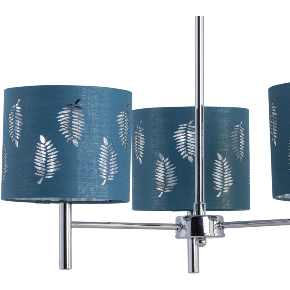 Brea Chrome 3 Light Fitting With Teal Fern Shades - Chrome & Teal – image 2