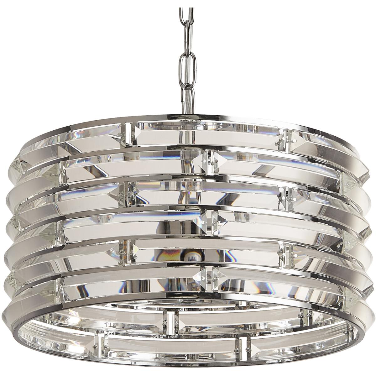 Curved Glass 3 Light Pendant - Chrome – image 3