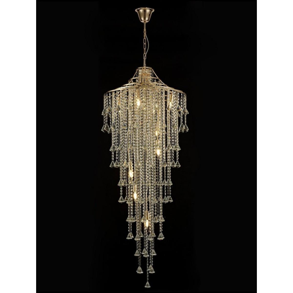 Inina Tall Ceiling Pendant 9 Light E14 French Gold, Crystal - French Gold – image 2