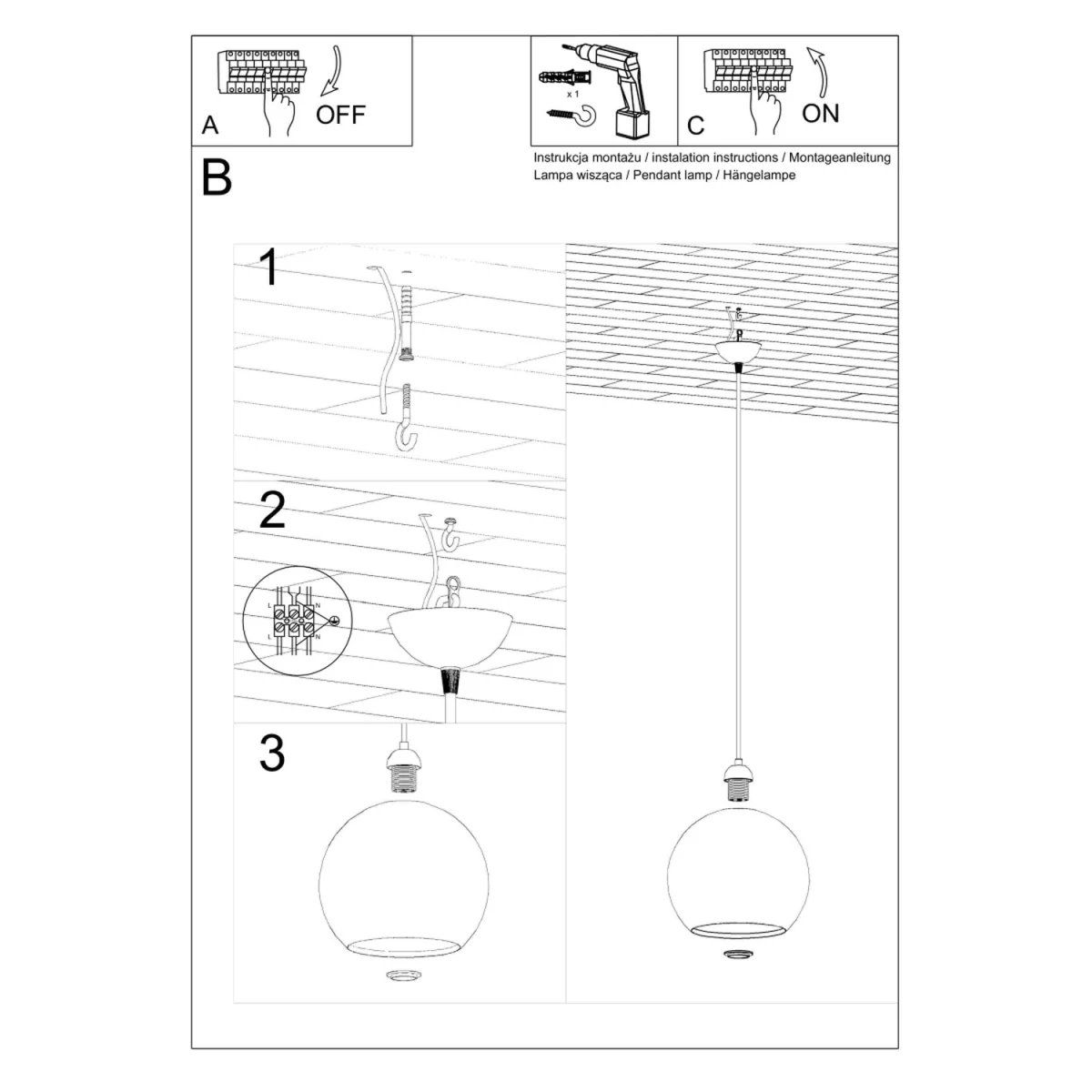 Pendant lamp BALL white - white – image 8