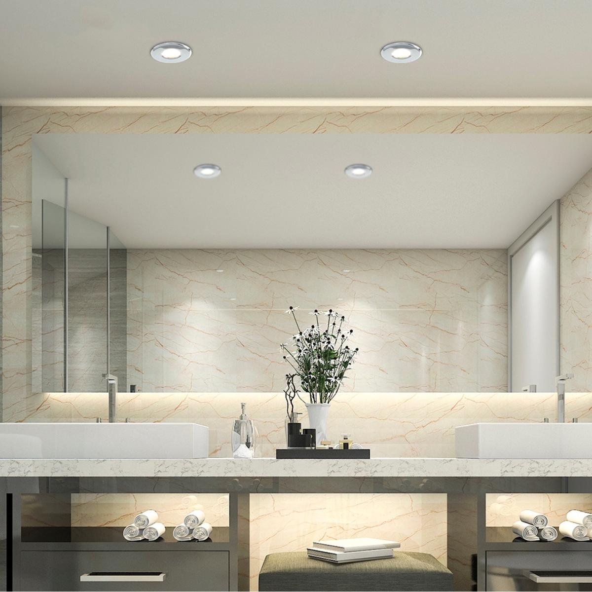 Bathroom IP65 Rated Polished Chrome GU10 Recessed Ceiling Downlight - Silver – image 2