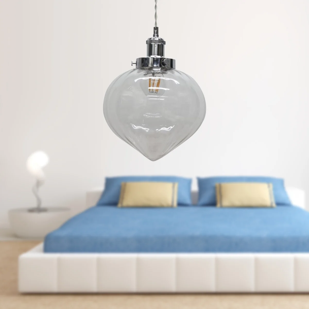 Set Of 2 Layla Clear Vintage Design Pendant Shades Chrome Flex Set - Chrome & Clear – image 2