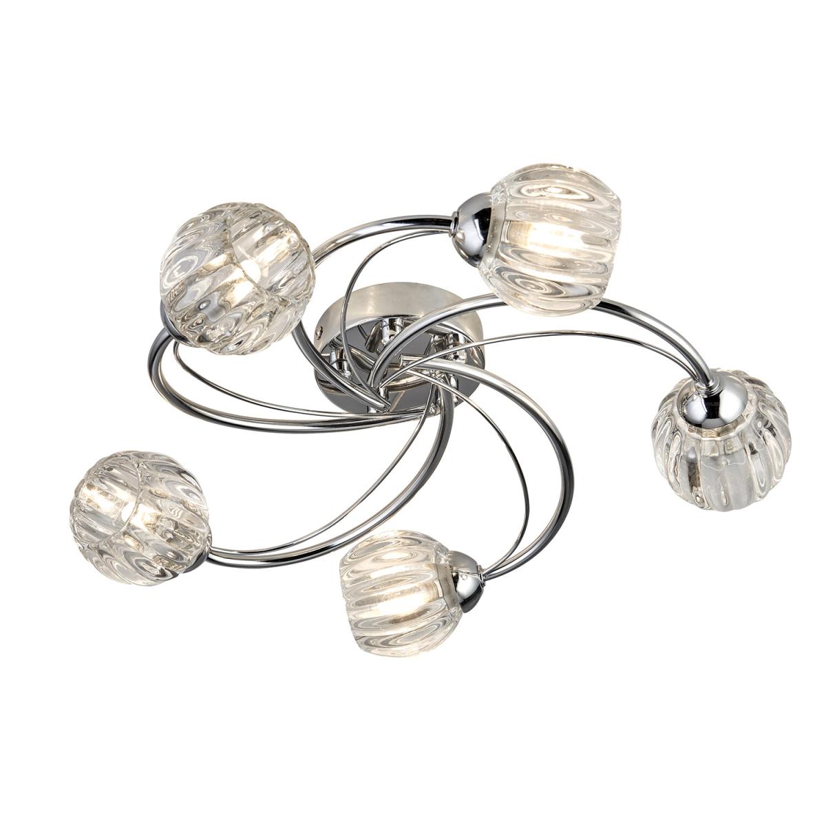5 Light Chrome Ceiling With Clear Glass Shades – image 2