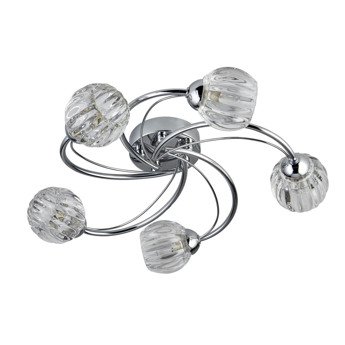 5 Light Chrome Ceiling With Clear Glass Shades – image 3