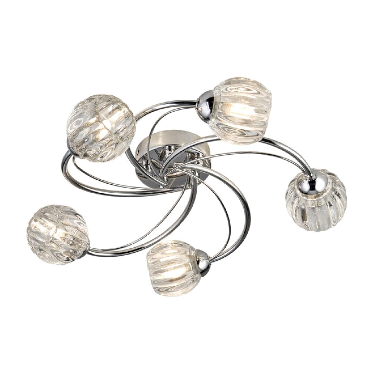 5 Light Chrome Ceiling With Clear Glass Shades – image 1