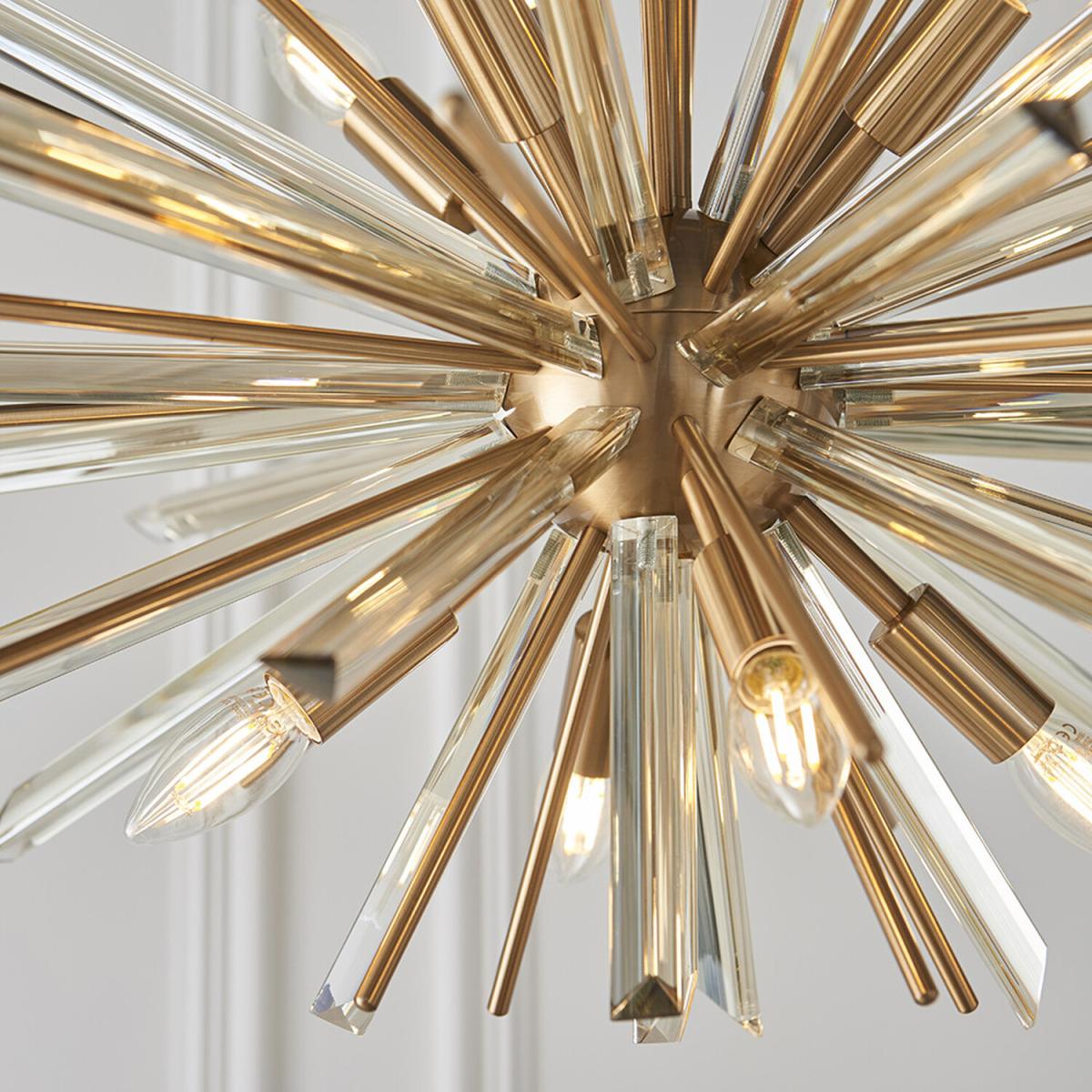 Salerno 8 Light Ceiling Pendant Antique Brass Plate With Champagne Glass - Antique Brass Plate With Champagne Glass – image 4