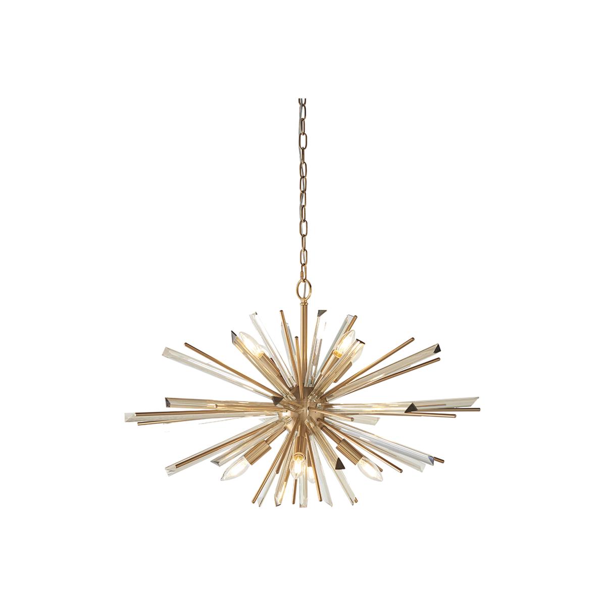 Salerno 8 Light Ceiling Pendant Antique Brass Plate With Champagne Glass - Antique Brass Plate With Champagne Glass – image 1