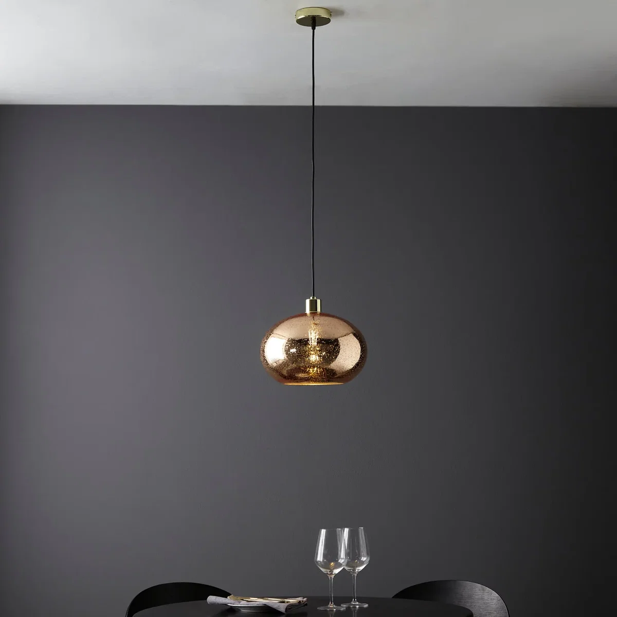 Candra Gold Bubbled Mercury Glass Pendant Light - Gold – image 3