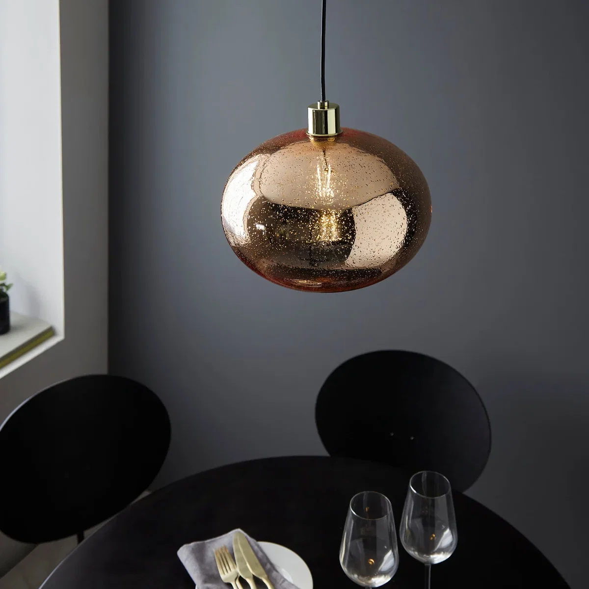 Candra Gold Bubbled Mercury Glass Pendant Light - Gold – image 4